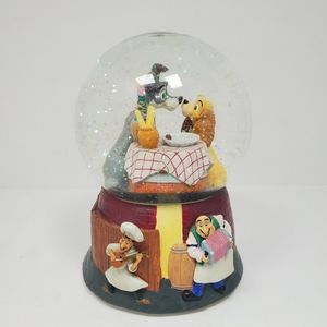Disney Lady and the tramp musical waterball globe 2001 bella note collectible